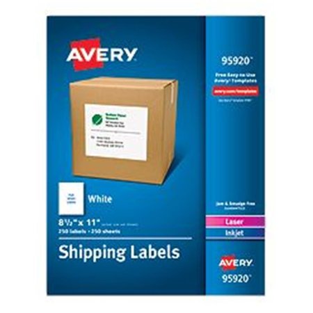AVERY DENNISON Avery-Dennison White Shipping Labels, Laser or Inkjet, White - 8.5 x 11 in. AV33403